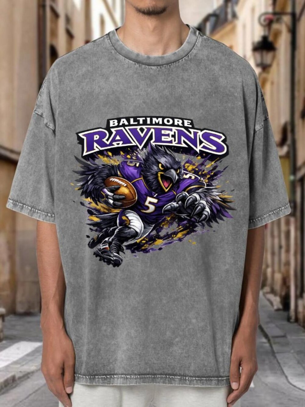 Baltimore Ravens Mascot Football Streetwear T-shirt IUEGEXUKM5